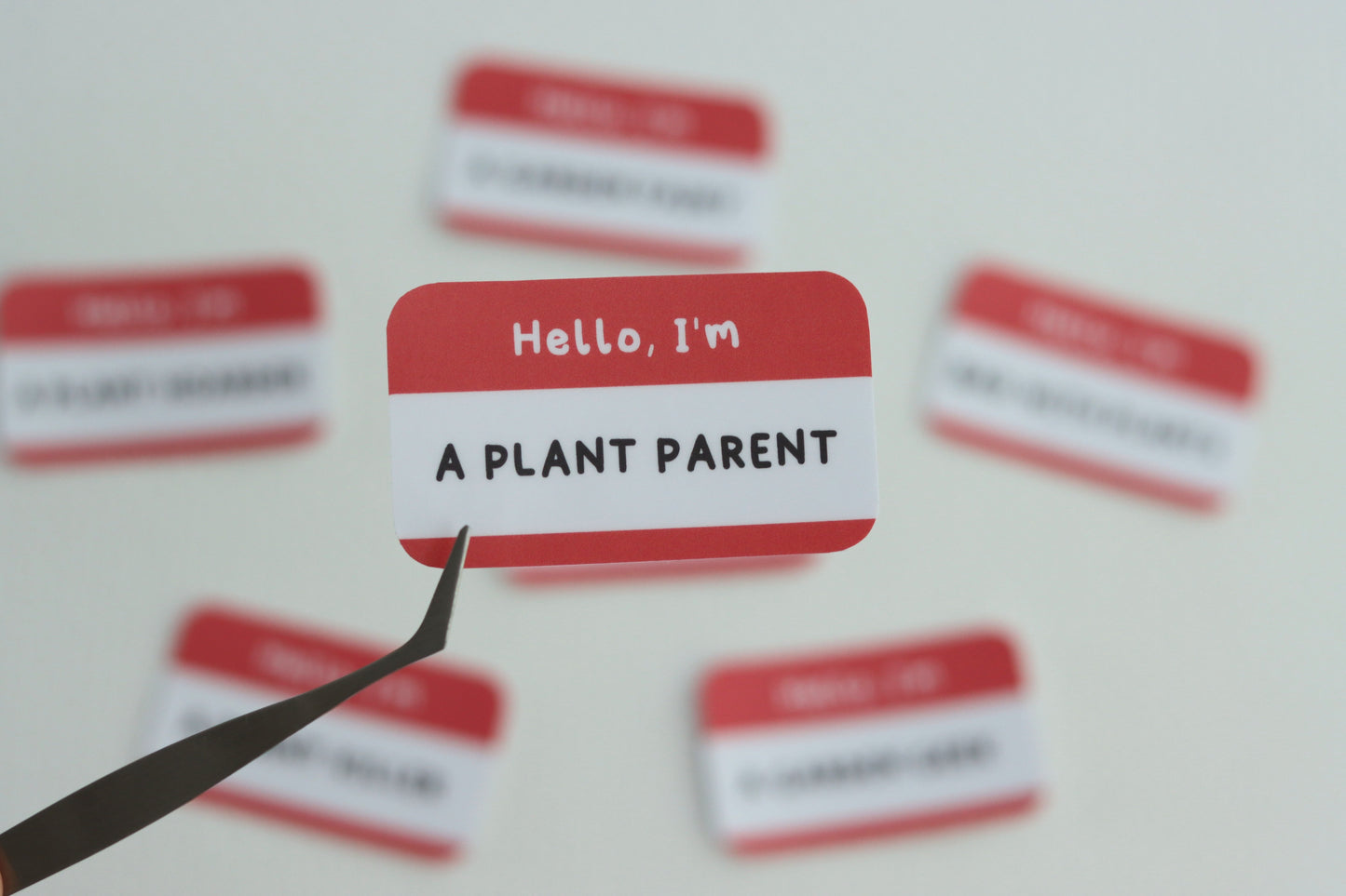 A collection of different nametag stickers