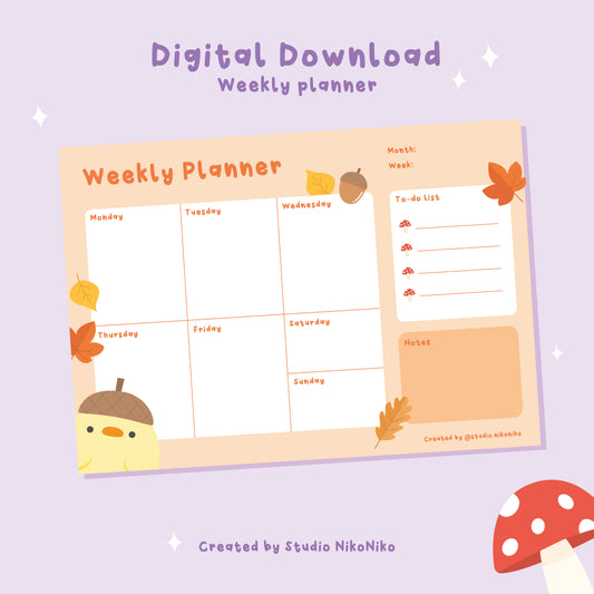 Autumn Leaves - Weekly Planner - Digital Download